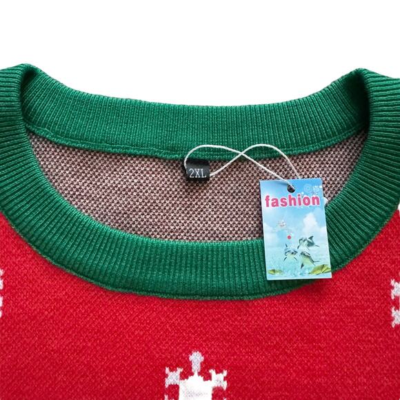 Holiday Reindeer Sweater Women's Sz 2XL XXL Red Green Christmas Ugly Party - Picture 9 of 9